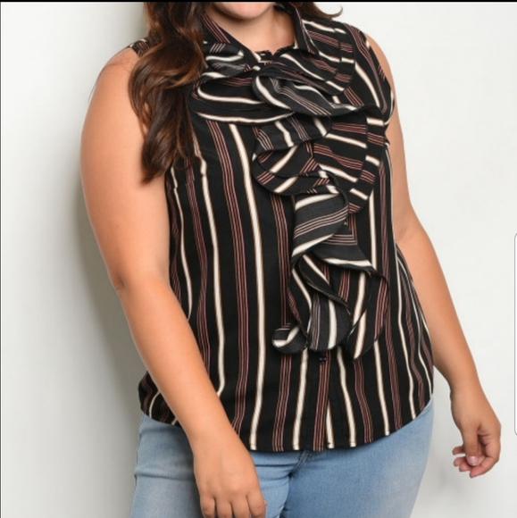 Plus size black striped blouse - Picture 2 of 3